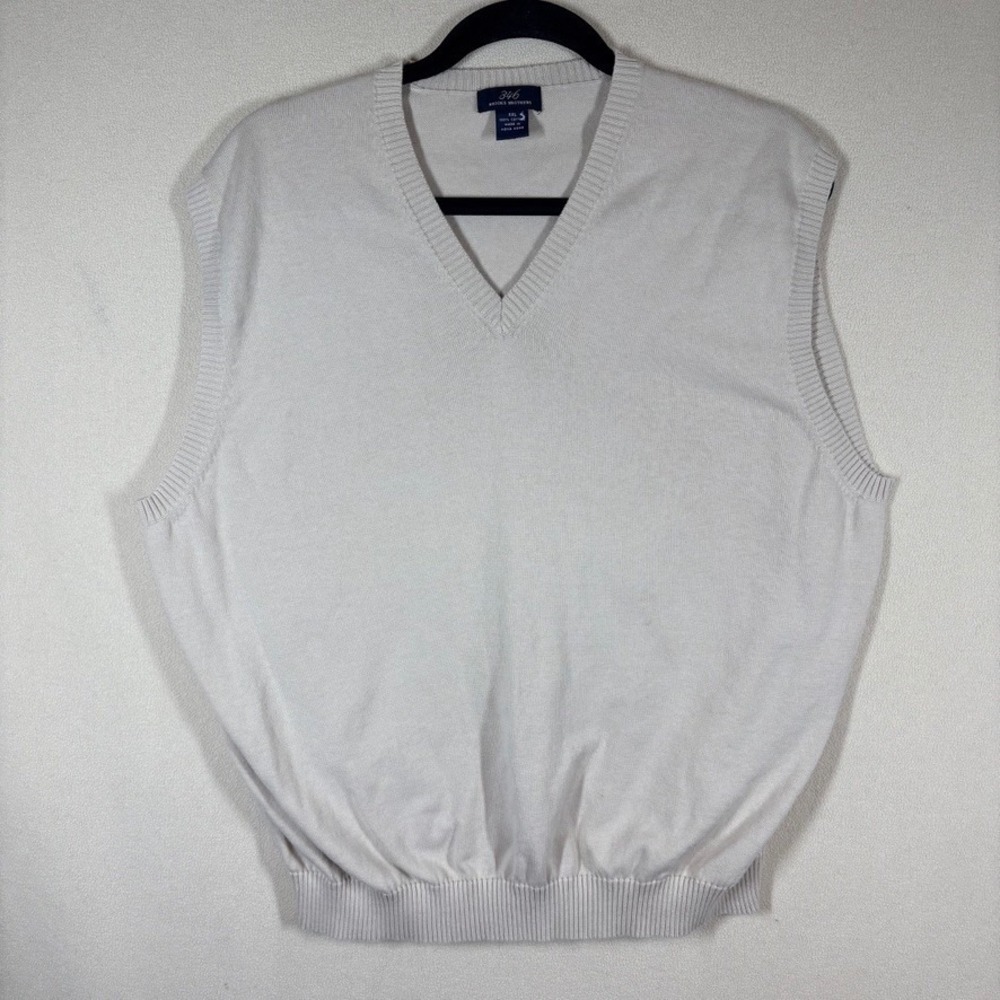 Vintage 346‎ Brooks Brothers Cotton Sweater Vest XXL Beige Academia Grandpacore